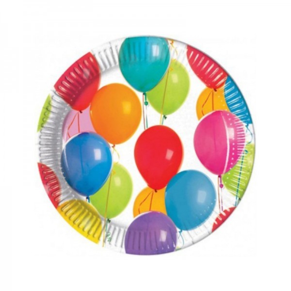 Χάρτινα Πιάτα Μεγάλα Colorful Ballons...