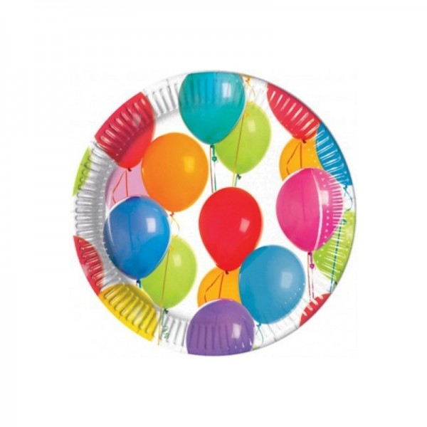 Χάρτινα Πιάτα Μεσαία Colorful Ballons...