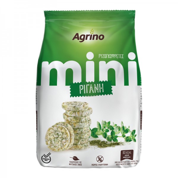 Mini Ρυζογκοφρέτες με Ρίγανη Agrino 50gr