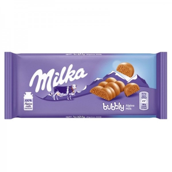 Σοκολάτα Γάλακτος Bubbly Alpine Milk Milka 90gr
