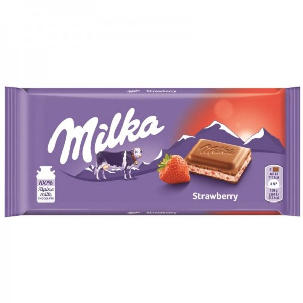 Σοκολάτα γάλακτος με φράουλα Milka 100gr