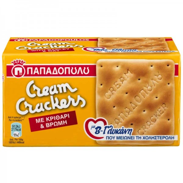 Μπισκότα Cream Crackers με κριθάρι,...